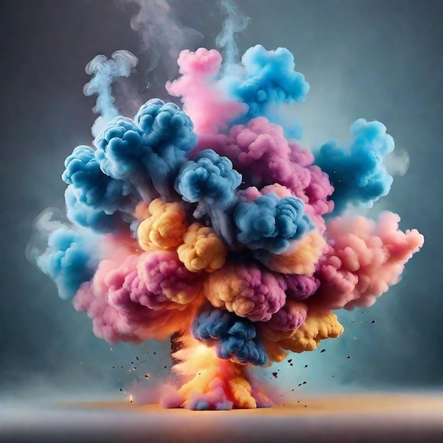 ultra shot of fully made of smoke in a explosion shape fully zoomed colorful smoke AI generated