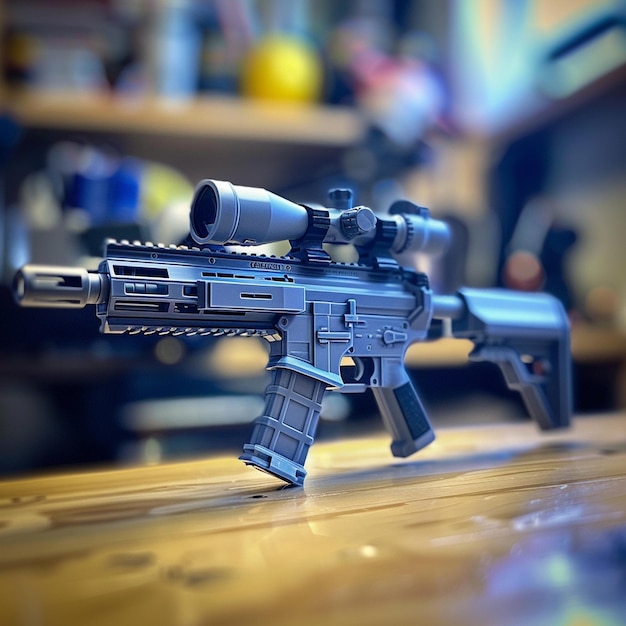 Photo ultraclear iphone photo of a modified ar15 on a table