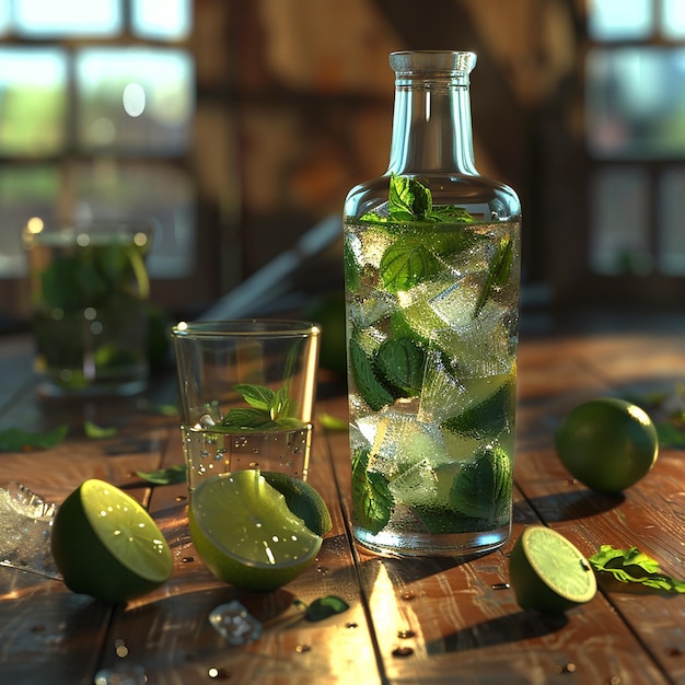 UltraDetailed Mojito Maximum Detail in Bottle Glass and Cup for Cocktail Connoisseurs