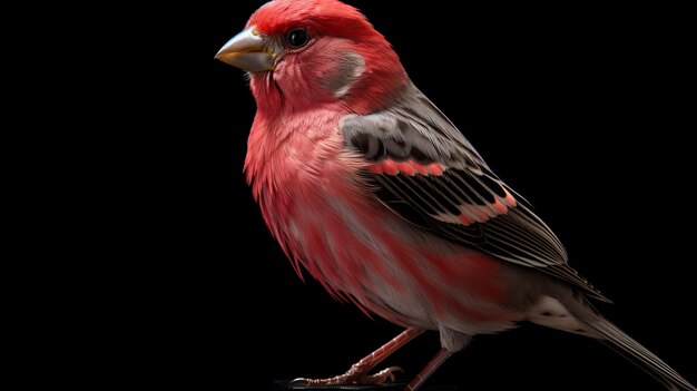 Ultrarealistic 4k Rendering Of Colorful Red Finch On Black Background