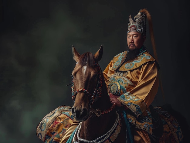 Photo ultrarealistic photograph of a kyrgyz warrior from the middle ages this piece has been captured shot