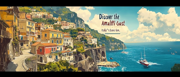 Photo ultrarealistic retro travel poster for the amalfi coast