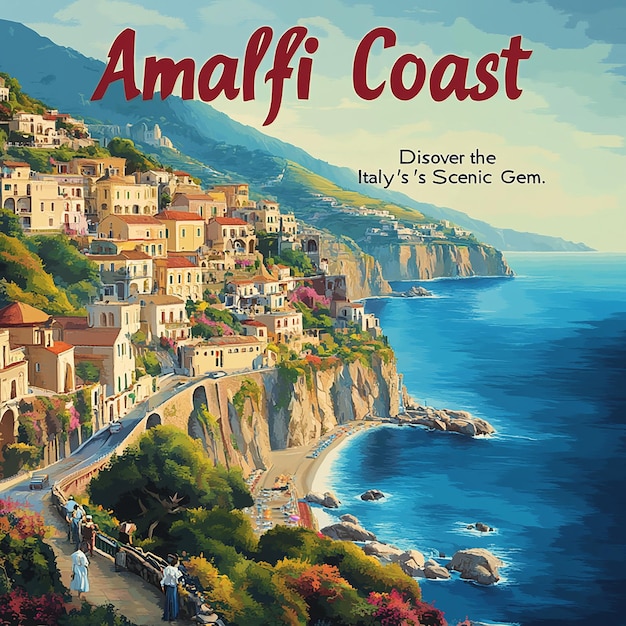 UltraRealistic Retro Travel Poster for the Amalfi Coast