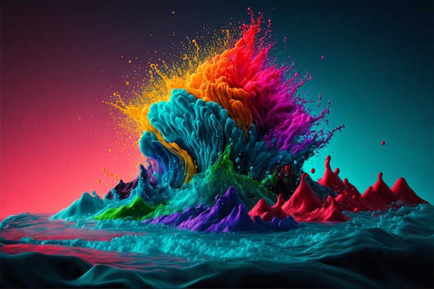 um sonho oceano splash rgb paisagem cores vivas