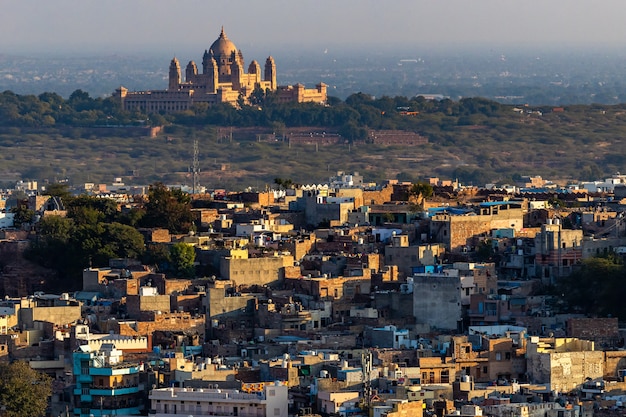 Umaid Bhavan Palace, Jodhpur, Rajasthan, India, Cityscape of Jodhpur at sunset in Rajasthan, India, Jodhpur is a significant city of western Rajasthan