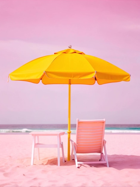 Photo umbrella on the beach with chair