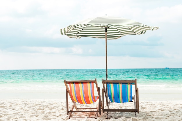 Umbrella and chair beach for relaxation 