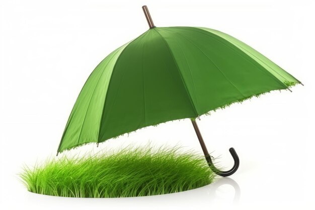 Umbrella green covered grass eco Generate AI