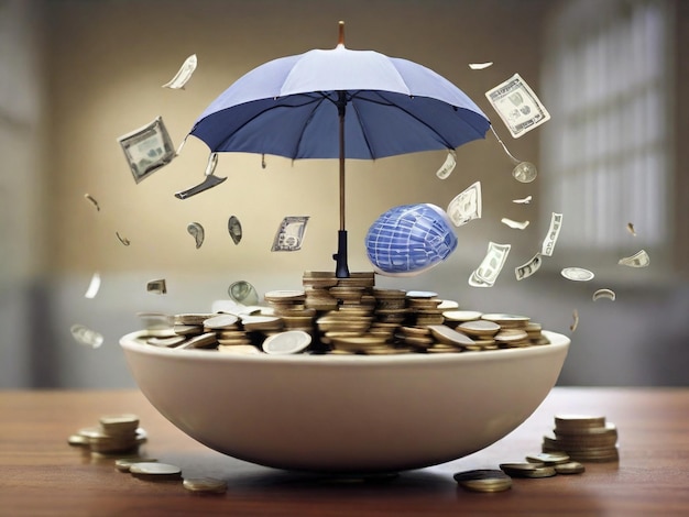 umbrella and money HD 8K wallpaper Stock Photographic Image