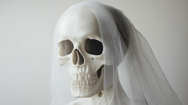 Photo unconventional skull with bridal veil