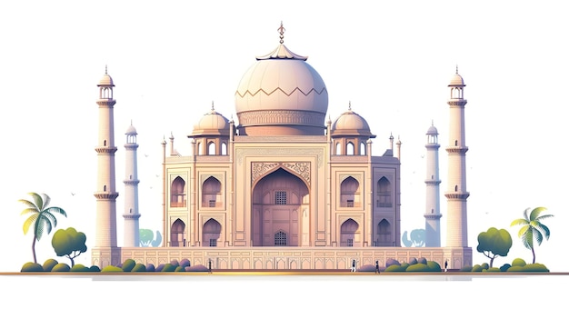 Uncover Hidden Indian Palaces Exquisite 3D Flat Icons in Cartoon Style Explore opulent architectu