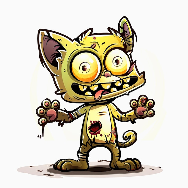 Undead Cat Zombie cartoon monster Cat Walking Dead monster