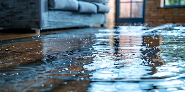 Photo understanding the dangers of household flooding photo of a flooded home floor showing water damage concept home safety water damage disaster preparedness