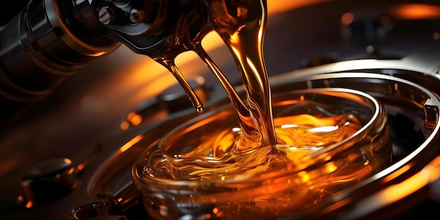 Photo understanding the fluid dynamics and mechanics of oil pouring into an engine realistic illustration concept engine mechanics fluid dynamics oil pouring illustration realistic interpretation