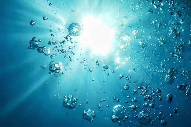 Underwater Air Bubbles with Sunlight Underwater Background Air Bubbles