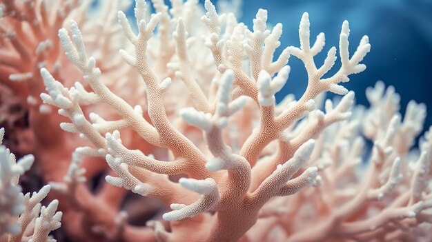 Photo underwater closeup of branching acropora coral