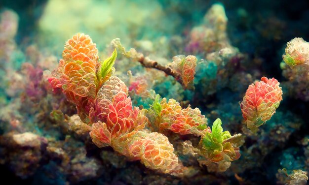 Underwater colorful coral abstract wallpaper 3D illustration