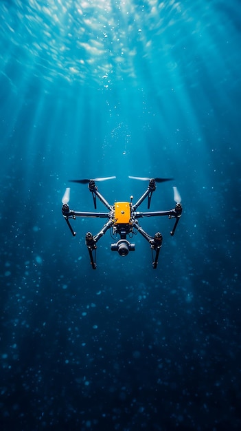 Photo an underwater drone mapping out the seafloor to find the best locations for fish farming