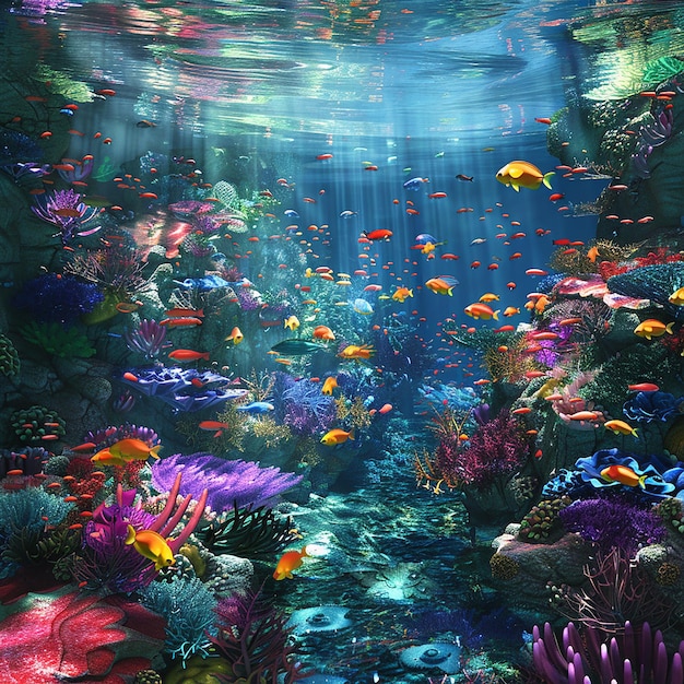 a underwater exhibit with colorful fish and corals