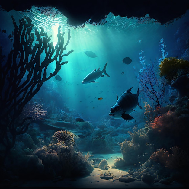 underwater high detail quality background, water surface, ocean, sea