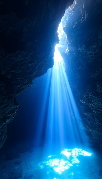 Photo underwater photo of magic sunlight inside a cave isolated with white highlights