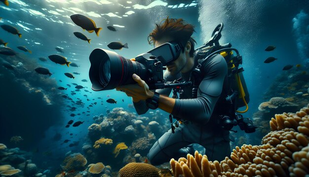 Underwater Photographer Capturing the Mysteries of the Deep Sea in Candid Daily Routine