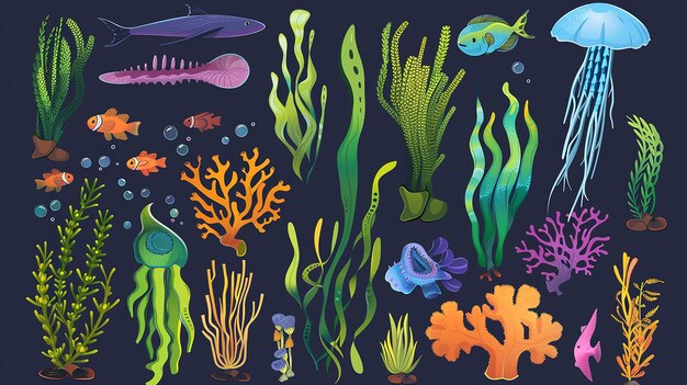 Photo underwater plants and creatures for sea bottom