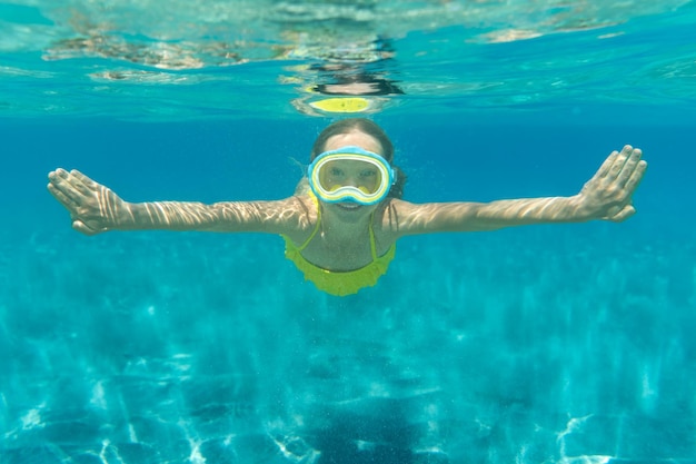 Underwater portrait of child in the sea