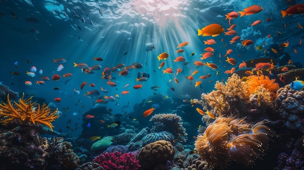 Underwater portrait of scuba diver exploring the sea