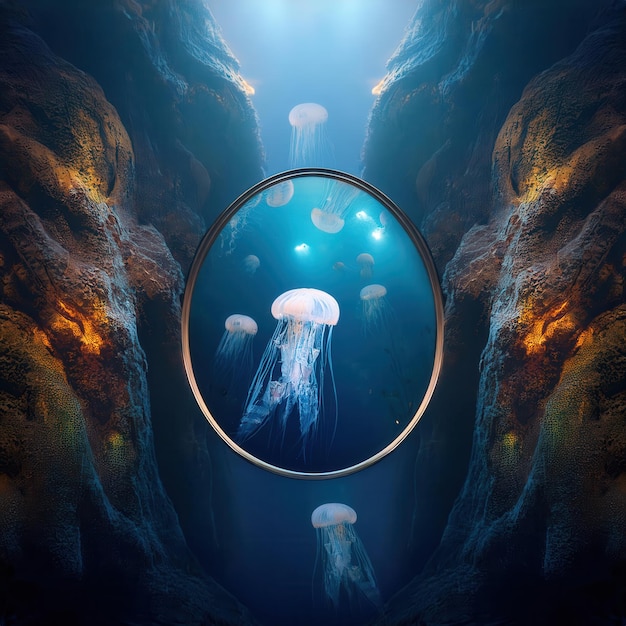 Photo underwater realms jellyfish dreamscapes