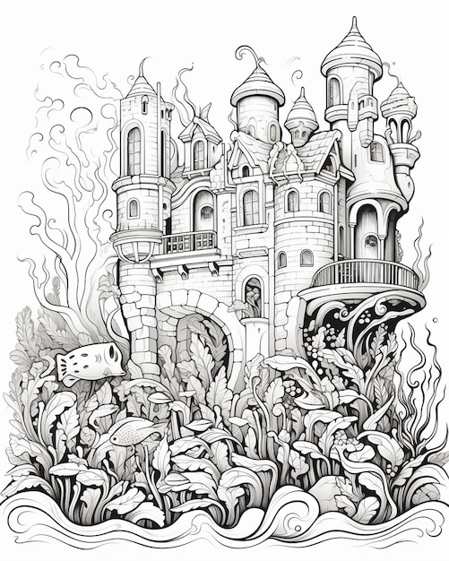 Photo underwater scene coloring page