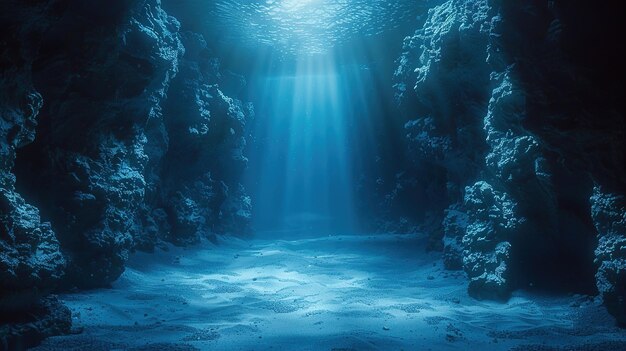 underwater scene with a blue underwater scene and the ocean in the background