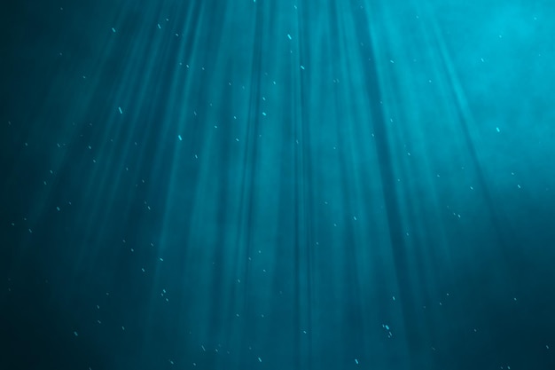 Underwater sea ocean with light rays 3d illustration