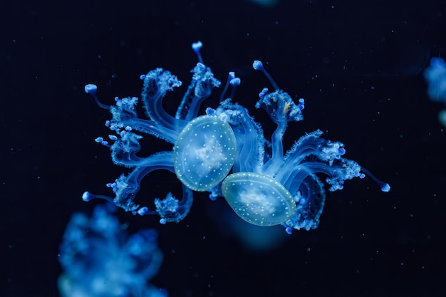 Underwater shot of a beautiful Australian Spotted Jellyfish close up