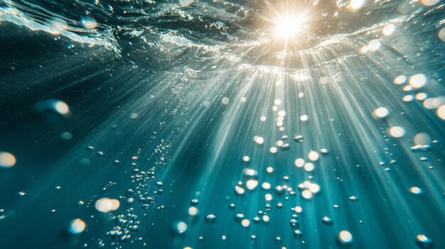 Underwater Sunbeams and Air Bubbles