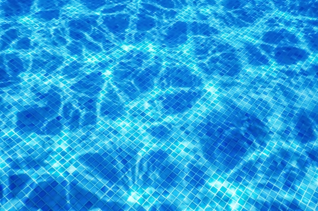 Underwater Swimming Pool Blue Tile Water Ripples of Swimming Pool