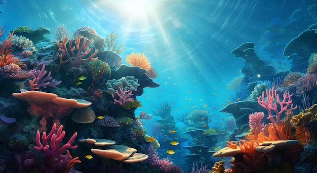 Underwater view of the coral reef Ecosystem Life in tropical waters