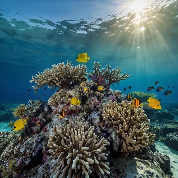 Underwater view of the coral reef Ecosystem Life in tropical