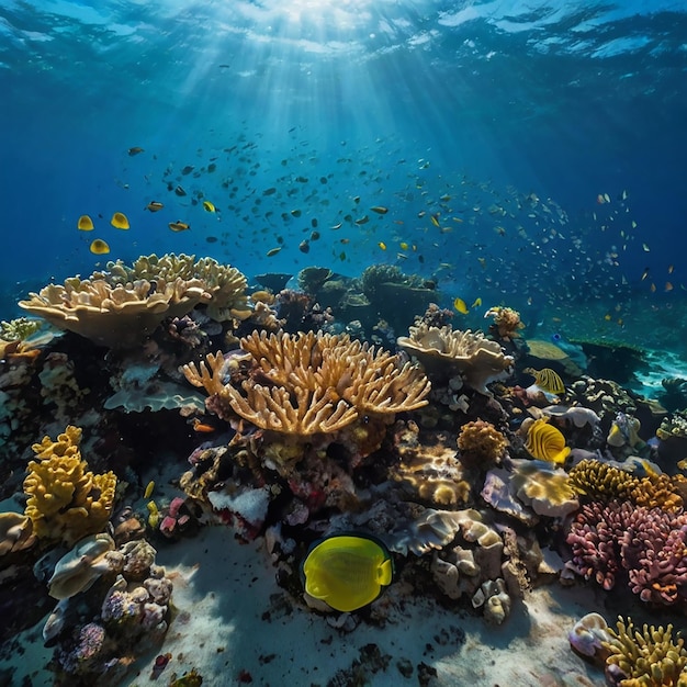 Underwater view of the coral reef Ecosystem Life in tropical