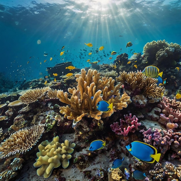 Underwater view of the coral reef Ecosystem Life in tropical