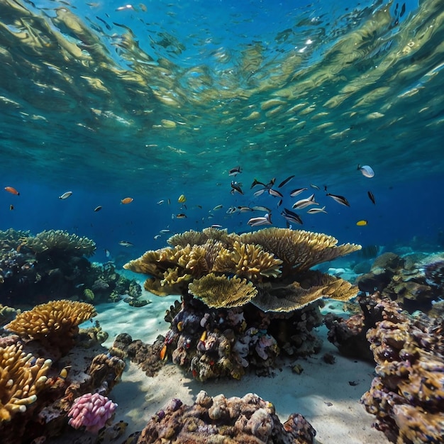 Underwater view of the coral reef Ecosystem Life in tropical