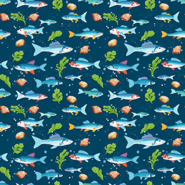 Underwater watercolor style fish seamless pattern Design for fashion fabric textile wallpaper