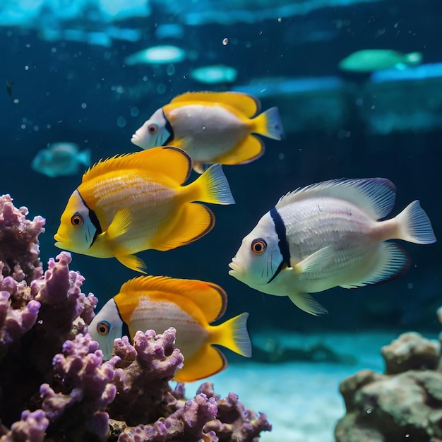 Underwater world exotic fishes in an aquarium