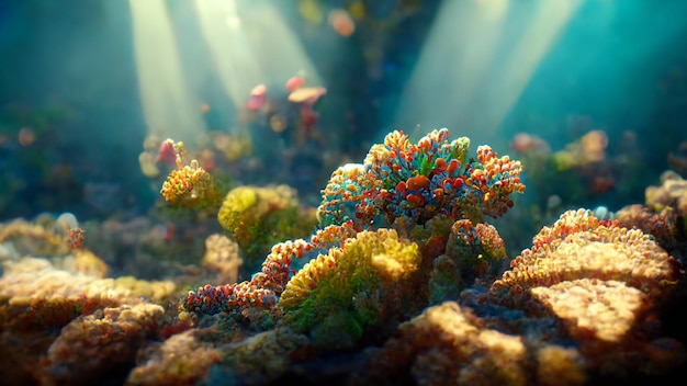 underwater world with realistic plants