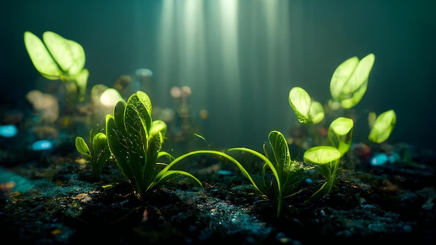 underwater world with realistic plants