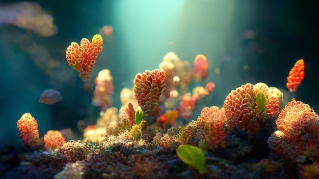 underwater world with realistic plants