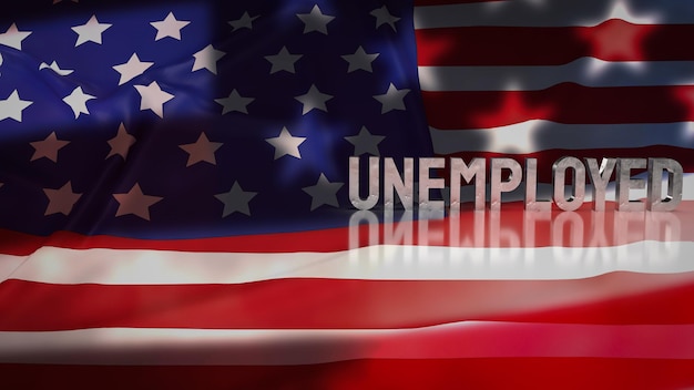 The unemployed on America flag for business concept 3d rendering