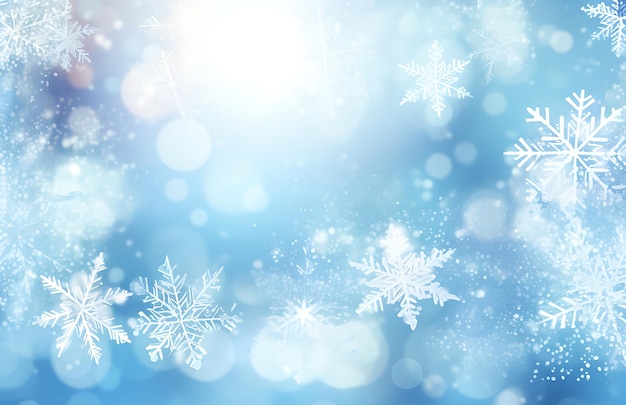 Unfocussed snowflakes winter background illustration