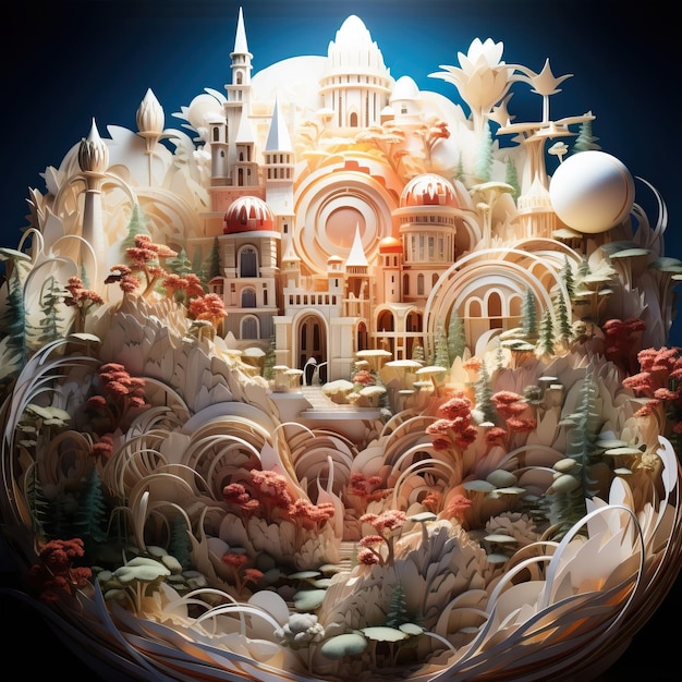 unfolds in a 3D paper sculpture with floating islands and magical creatures