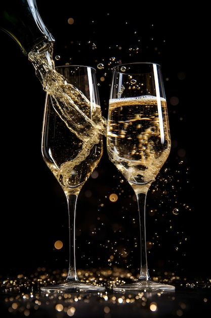 Photo unforgettable elegance the art of celebration with fizzing champagne in refined glasses against a c